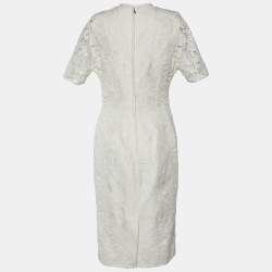 Pre Owned Dolce & Gabbana White Lace Sheath Dress M