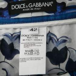 Pre Owned Dolce & Gabbana Blue Printed Cotton Top & Shorts Set M 
