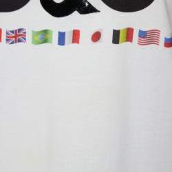 Pre Owned Dolce & Gabbana White Flag Logo Printed Cotton Knit Tank Top M