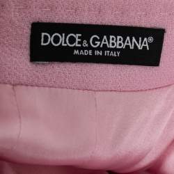 Pre Owned Dolce & Gabbana Pink Wool Flower-Button Detail Mini Skirt M