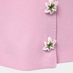 Pre Owned Dolce & Gabbana Pink Wool Flower-Button Detail Mini Skirt M