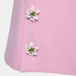 Pre Owned Dolce & Gabbana Pink Wool Flower-Button Detail Mini Skirt M