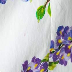 Pre Owned Dolce & Gabbana White Floral Printed Cotton Flared Skirt M