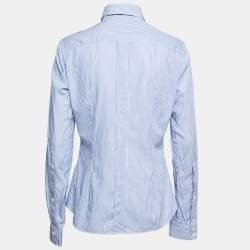 مملوكة مسبقًا Dolce & Gabbana Blue Striped Cotton Button Front Shirt M