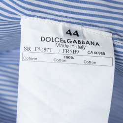 مملوكة مسبقًا Dolce & Gabbana Blue Striped Cotton Button Front Shirt M