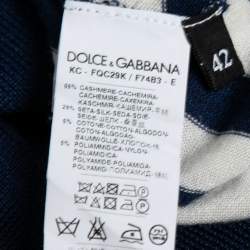 Pre Owned Dolce & Gabbana Navy Blue & White Striped Cashmere Button Front Cardigan M