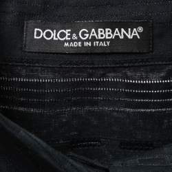 Pre Owned Dolce & Gabbana Black Patterned Cotton Button Front Shirt M