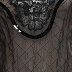 Pre Owned Dolce & Gabbana Black Silk & Lace Sequin Embellished Top M