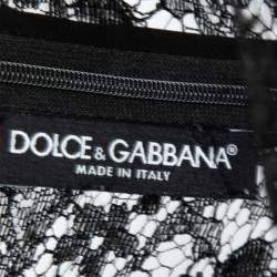 مملوكة مسبقًا Dolce & Gabbana Black Lace & Eyelet Ruffle Trimmed Dress M