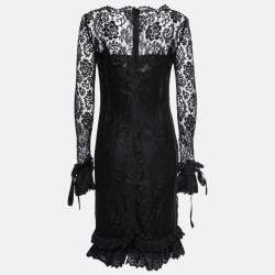 مملوكة مسبقًا Dolce & Gabbana Black Lace & Eyelet Ruffle Trimmed Dress M