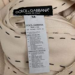 Pre Owned Dolce & Gabbana Cream Crepe Embellished Mouse Shift Dress S 