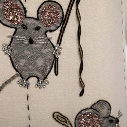 Pre Owned Dolce & Gabbana Cream Crepe Embellished Mouse Shift Dress S 