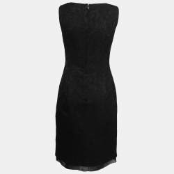 Pre Owned Dolce & Gabbana Black Floral Jacquard Wool Sleeveless Dress M