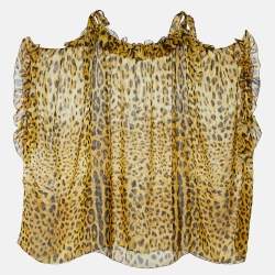 Pre Owned Dolce & Gabbana Yellow Animal Print Silk Kaftan Dress M