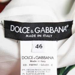 Pre Owned Dolce & Gabbana White Floral Printed Crepe Midi Dress L