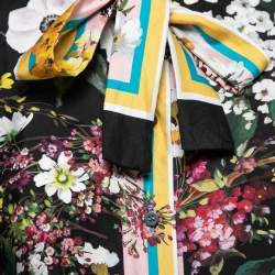 Pre Owned Dolce & Gabbana Black Floral Printed Silk Neck Tie Shirt S