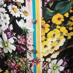 Pre Owned Dolce & Gabbana Black Floral Printed Silk Neck Tie Shirt S