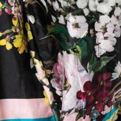 Pre Owned Dolce & Gabbana Black Floral Printed Silk Neck Tie Shirt S