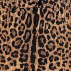 Pre Owned Dolce & Gabbana Beige Animal Print Corduroy Mini Skirt M