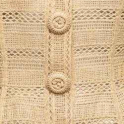 Pre Owned Dolce & Gabbana Beige Straw Structured Button Front Jacket M