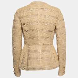Pre Owned Dolce & Gabbana Beige Straw Structured Button Front Jacket M