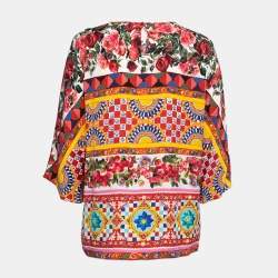 Pre Owned Dolce & Gabbana Multicolor Mambo Printed Silk Blouse M