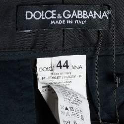 Pre Owned Dolce & Gabbana Black Satin Tapered Trousers M