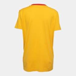 Pre Owned Dolce & Gabbana Yellow Printed Cotton Short Sleeve T-Shirt M
