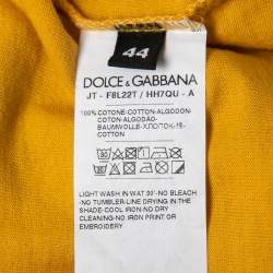 Pre Owned Dolce & Gabbana Yellow Printed Cotton Short Sleeve T-Shirt M