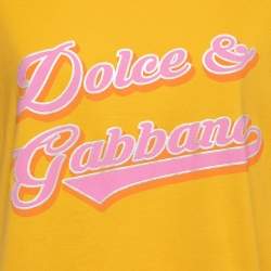 Pre Owned Dolce & Gabbana Yellow Printed Cotton Short Sleeve T-Shirt M