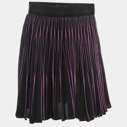Pre Owned Dolce & Gabbana Black & Purple Crepe Pleated Skirt M