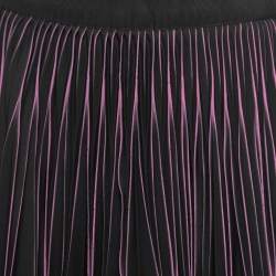 Pre Owned Dolce & Gabbana Black & Purple Crepe Pleated Skirt M
