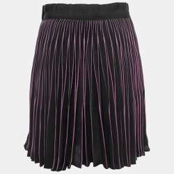 Pre Owned Dolce & Gabbana Black & Purple Crepe Pleated Skirt M