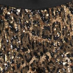 Pre Owned Dolce & Gabbana Black & Gold Sequin Paillattes Leggings S