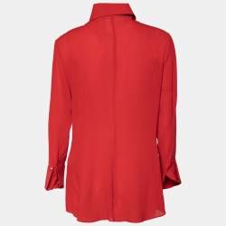 Pre Owned Dolce & Gabbana Vintage Red Silk Crepe Shirt L 