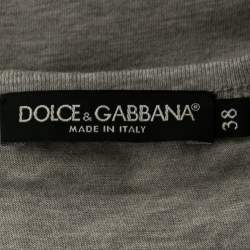 Pre Owned Dolce & Gabbana Grey Mélange Knit Millennials Print Tank Top S