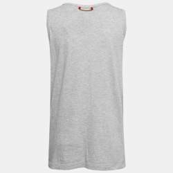 Pre Owned Dolce & Gabbana Grey Mélange Knit Millennials Print Tank Top S