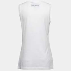 Pre Owned Dolce & Gabbana White Jersey Thank You Print Tank Top S