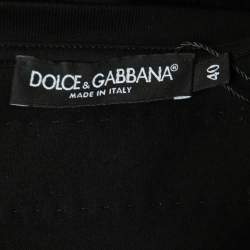 Pre Owned Dolce & Gabbana Black Jersey Forever Print Tank Top S