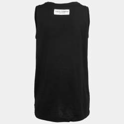 Pre Owned Dolce & Gabbana Black Jersey Forever Print Tank Top S