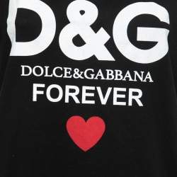 Pre Owned Dolce & Gabbana Black Jersey Forever Print Tank Top S