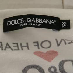 Pre Owned Dolce & Gabbana White Cotton Queen of Hearts Print T-Shirt S