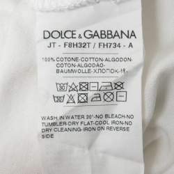 Pre Owned Dolce & Gabbana White Cotton Logo & Heart Print T-Shirt S