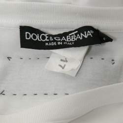 Pre Owned Dolce & Gabbana White Cotton Logo & Heart Print T-Shirt S