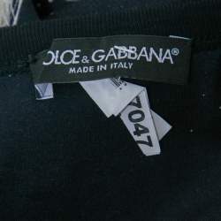 Pre Owned Dolce & Gabbana Navy Blue Cotton Puppy Print Short Sleeve T-Shirt XS