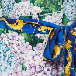 مملوكة مسبقًا Dolce & Gabbana White Bouquet Printed Silk Button Down Belted Dress M