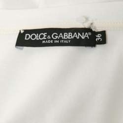 Pre Owned Dolce & Gabbana White Cotton Sequined Logo Patch T-Shirt XS