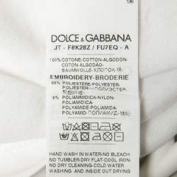 Pre Owned Dolce & Gabbana White Cotton Sequined Logo Patch T-Shirt XS