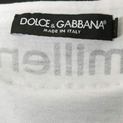 Pre Owned Dolce & Gabbana White Cotton Logo Printed Short Sleeve T-Shirt XS