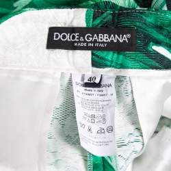 Dolce & Gabbana Green Banana Leaf Print Jacquard Trousers S